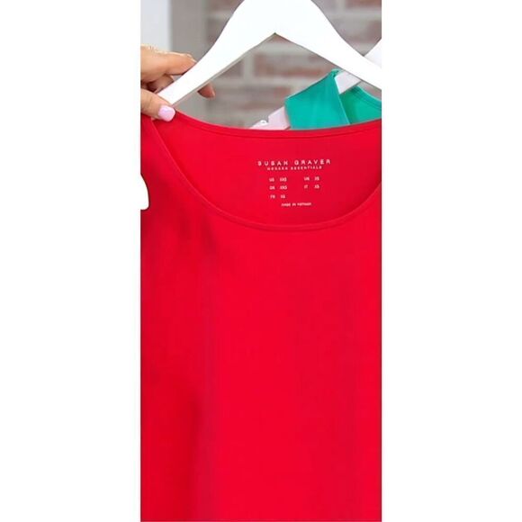 Susan Graver Womens 3X Modern Essentials Liquid Knit Tunic Tank Calypso Coral NW - Picture 3 of 4